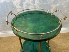 Round Aldo Tura Side Table on Casters in Forrest Green, Italy, 1960s, Hollywood