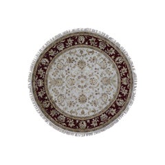 Round All-Over Design Rajasthan Wool and Silk Hand Knotted Rug