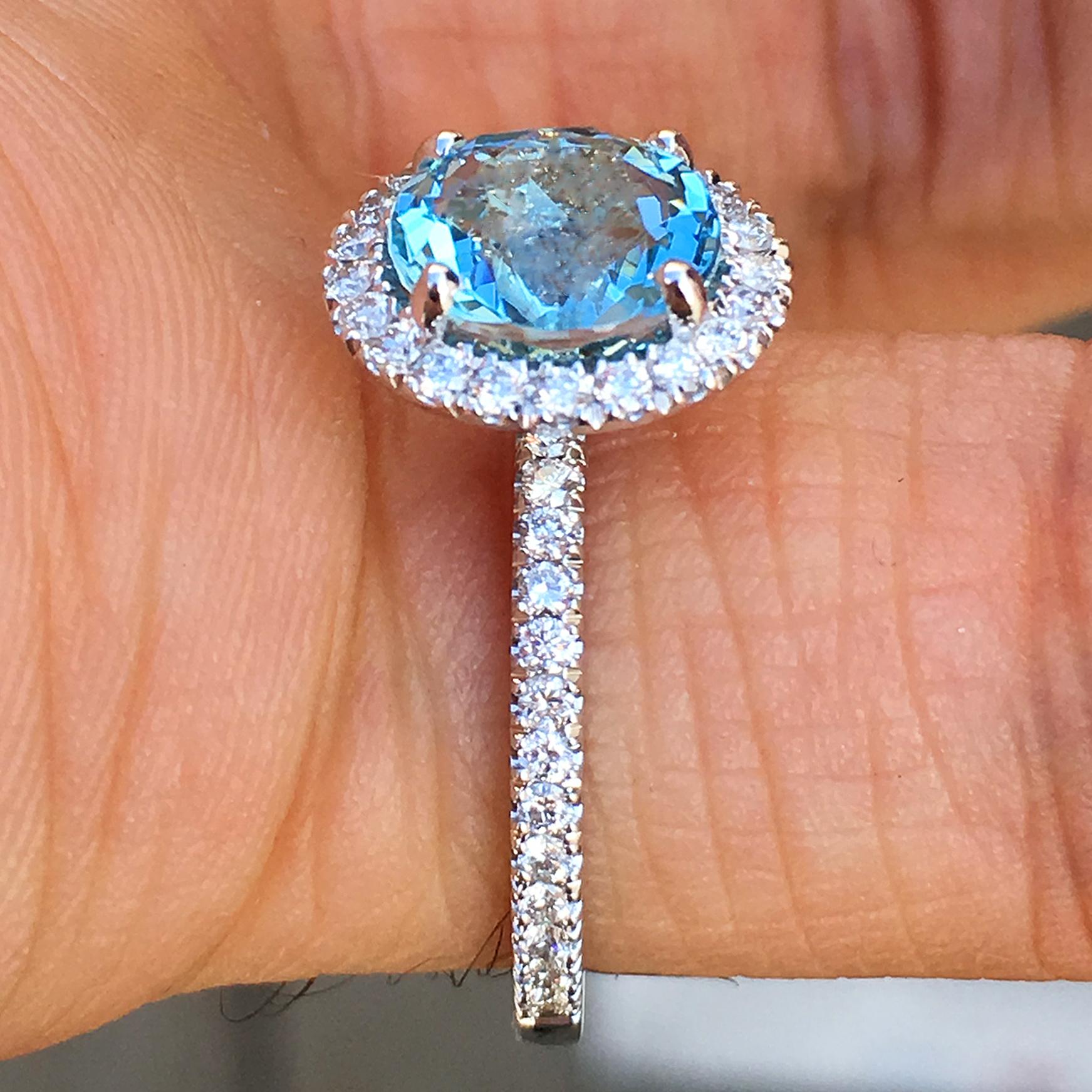 Ring will be made to order to your finger size and take approximately 3-6 weeks, if you need it by a sooner date let us know and we will let you know if we can accommodate you.


1. Carat Weight: 1.5+

2. Color: Aqua

3. Tone:  Medium - Nice, 7.0