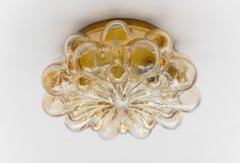 Round Amber Bubble Glass Wall Lamp / Flush Mount, 1960s Limburg