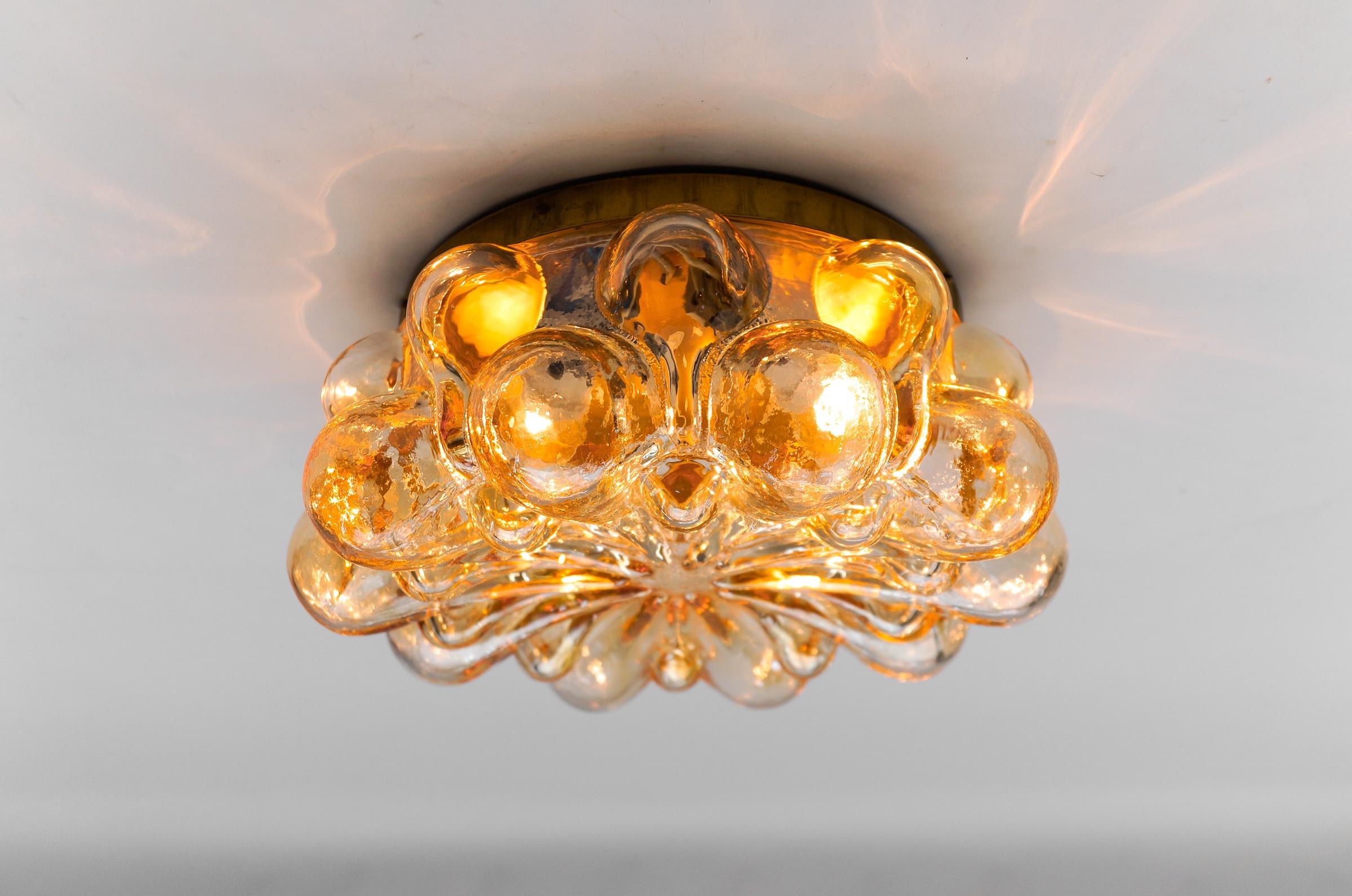 Round Amber Bubble Glass Wall Lamp / Flush Mount, 1960s Limburg In Good Condition In Nürnberg, Bayern