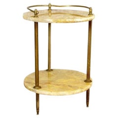 Round Amber Colored Onyx Side Table From the 1960s