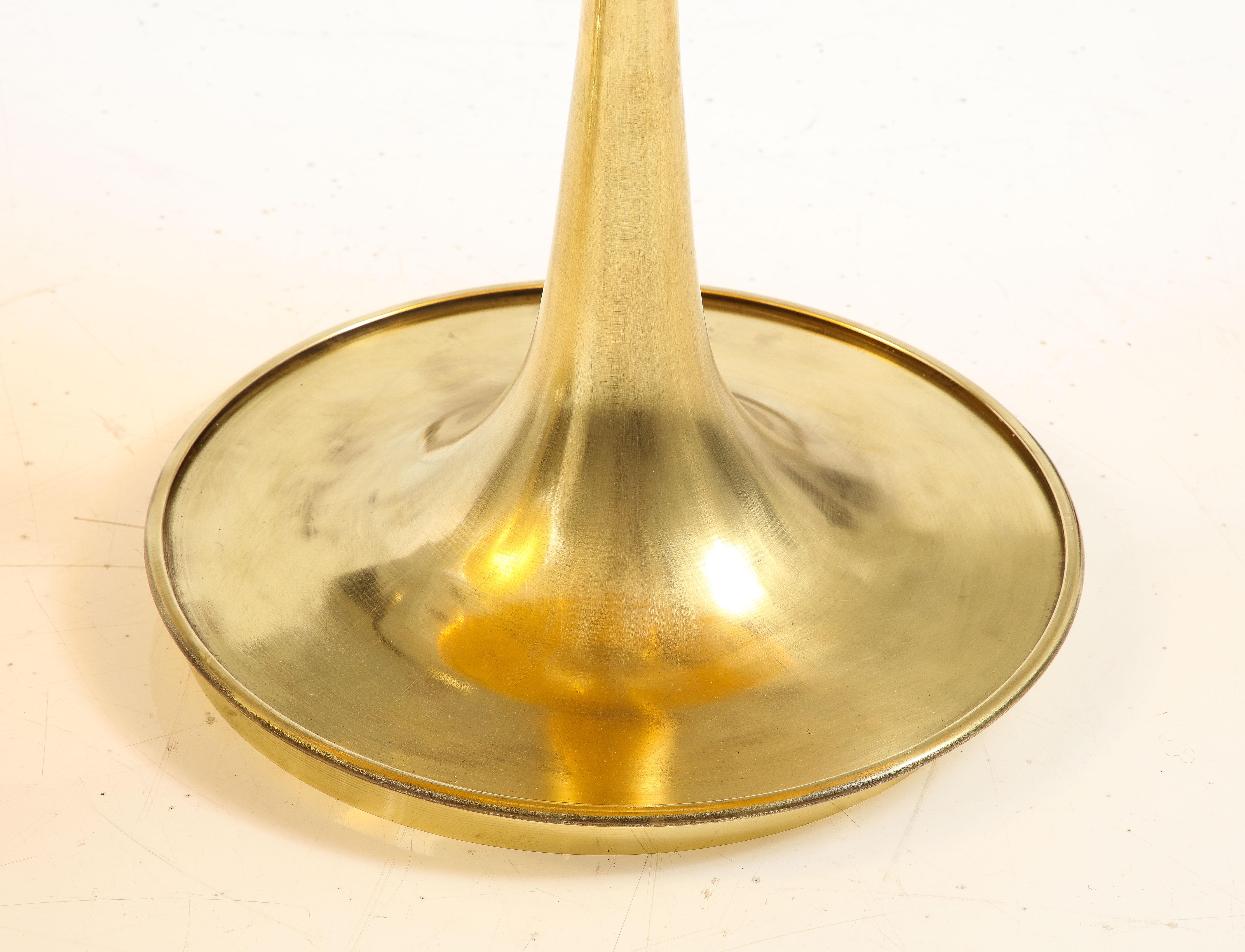 Round Amber Deep Gold Murano Glass and Brass Martini or Side Table, Italy 1
