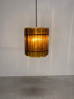 Round Amber Glass Chandelier by Felipe Delfinger Feders, Midcentury