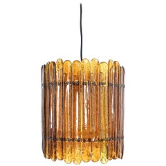 Round Amber Glass Chandelier by Felipe Delfinger Feders, Midcentury