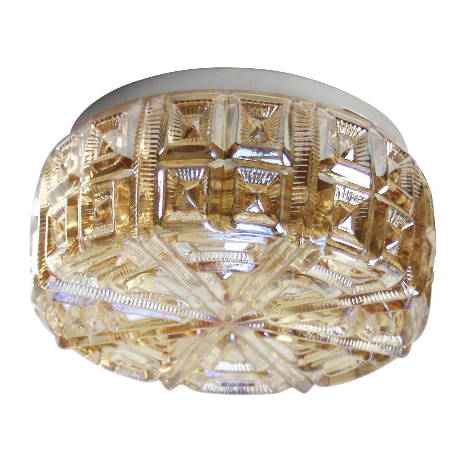 Mid-Century Modern Round Amber Glass Mid-Century Sconces Flush Mounts