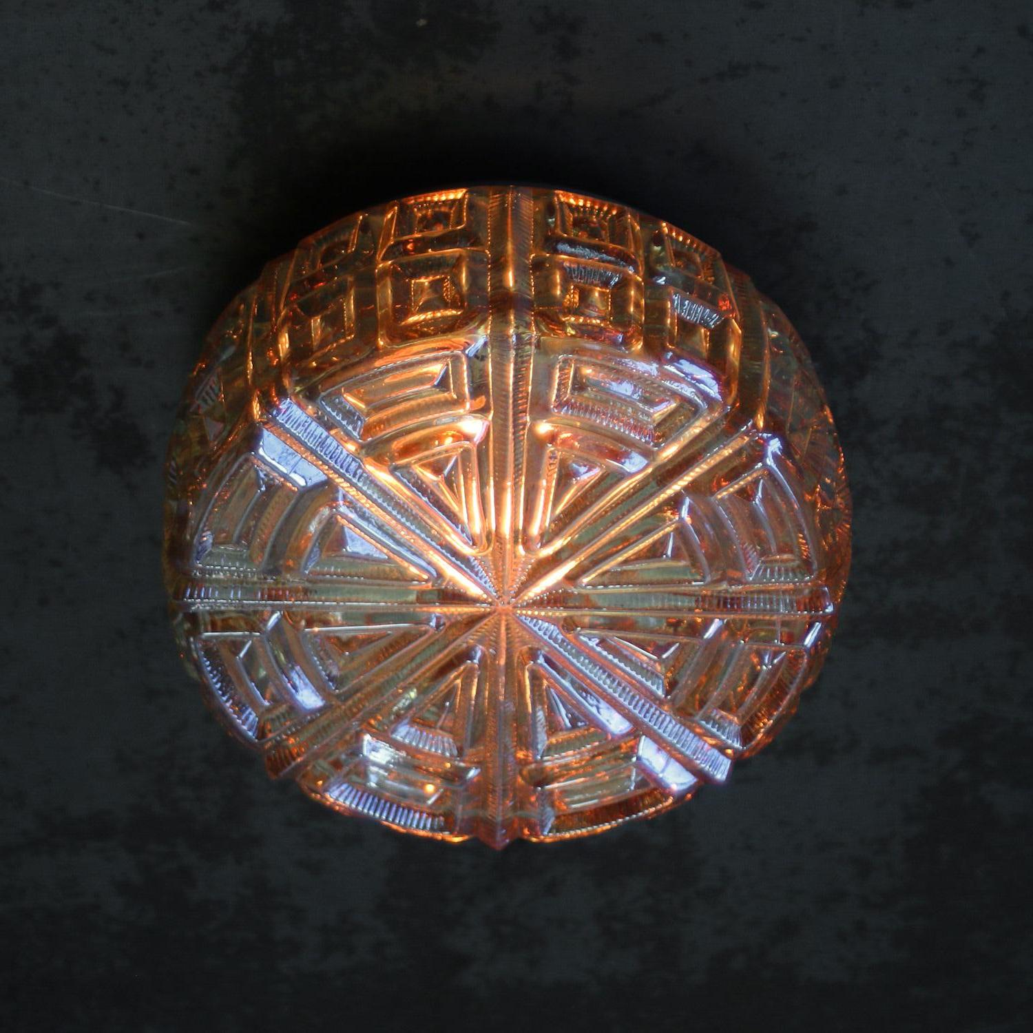 Round Amber Glass Mid-Century Sconces Flush Mounts In Good Condition In Amsterdam, NL