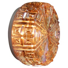 Round Amber Glass Mid-Century Sconces Flush Mounts