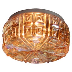 Round Amber Glass Mid-Century Sconces Flush Mounts