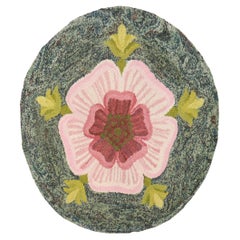 Round American Hooked Floral Rug