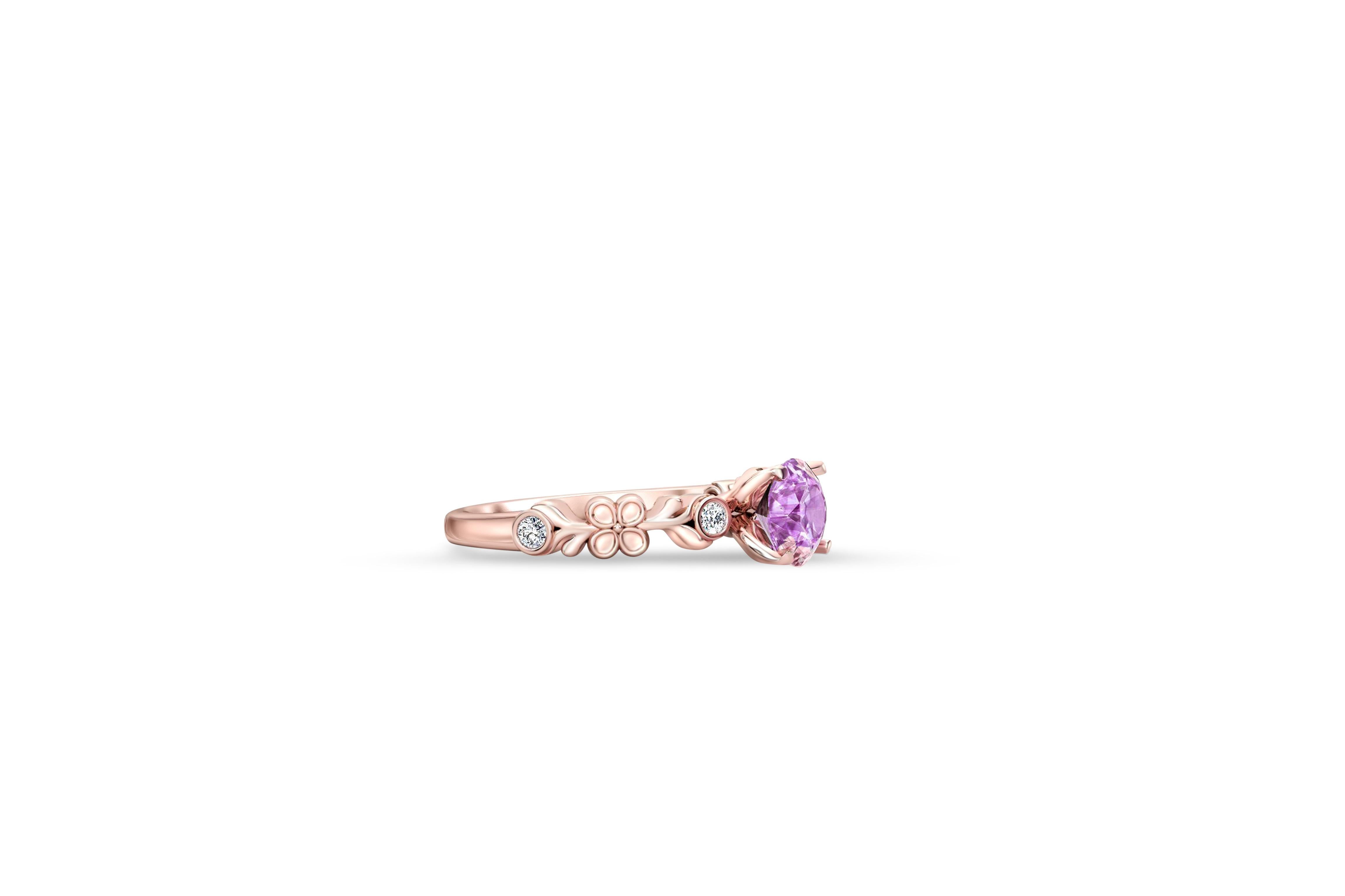 For Sale:  Round amethyst 14 gold ring 3