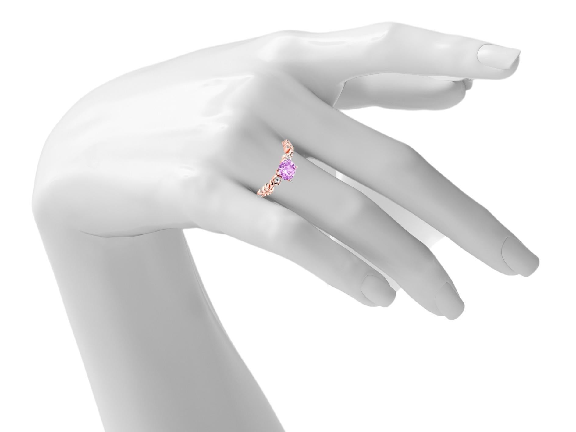 For Sale:  Round amethyst 14 gold ring 5