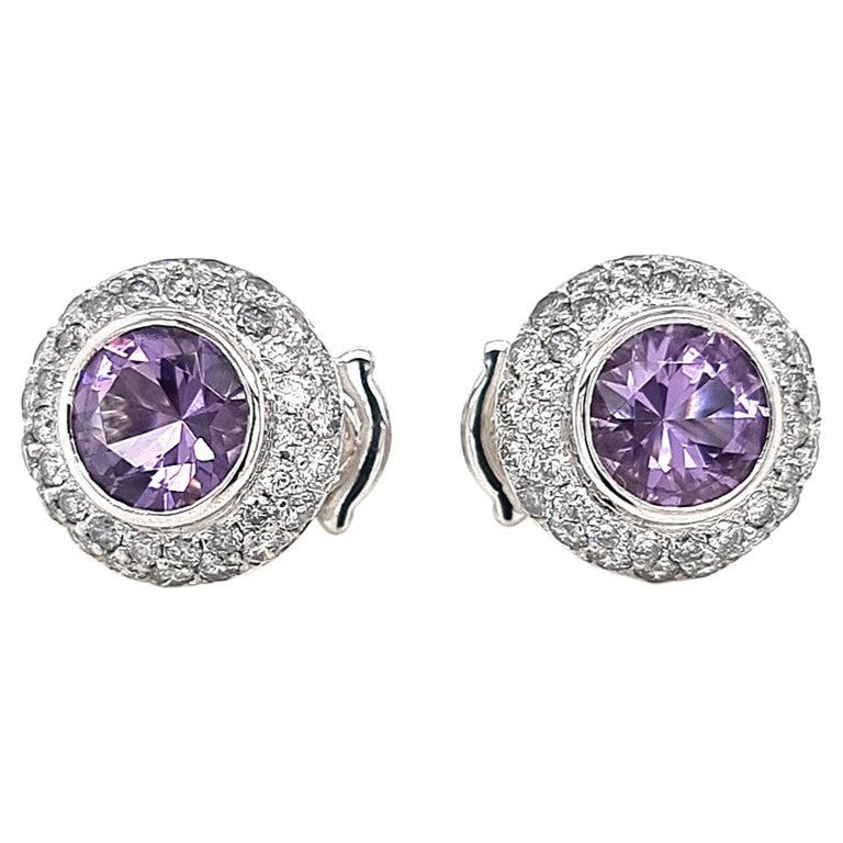 Boucles D'oreilles En Or Blanc 18 Carats Avec Diamants – Taille Ronde – Certifiées – Personnalisables – Neuves Sans Emballage