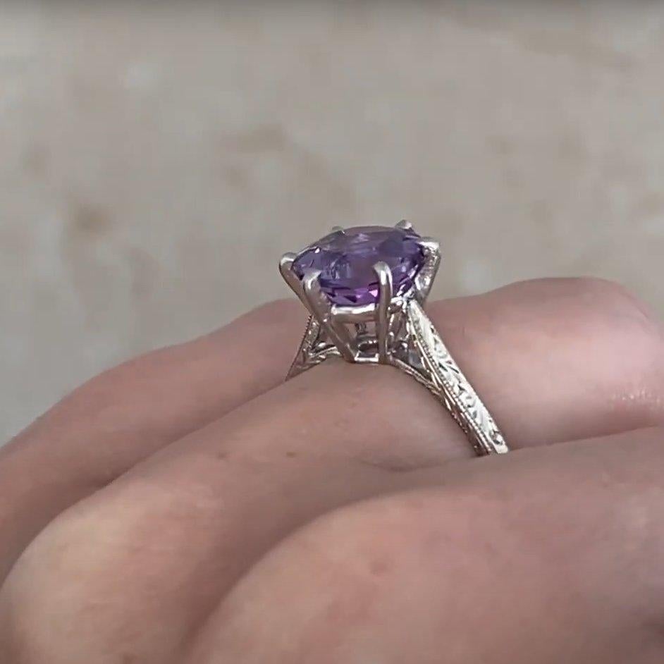 Taglio rotondo Anello da cocktail con ametista rotonda (circa 1,9 carati), platino, Francia in vendita