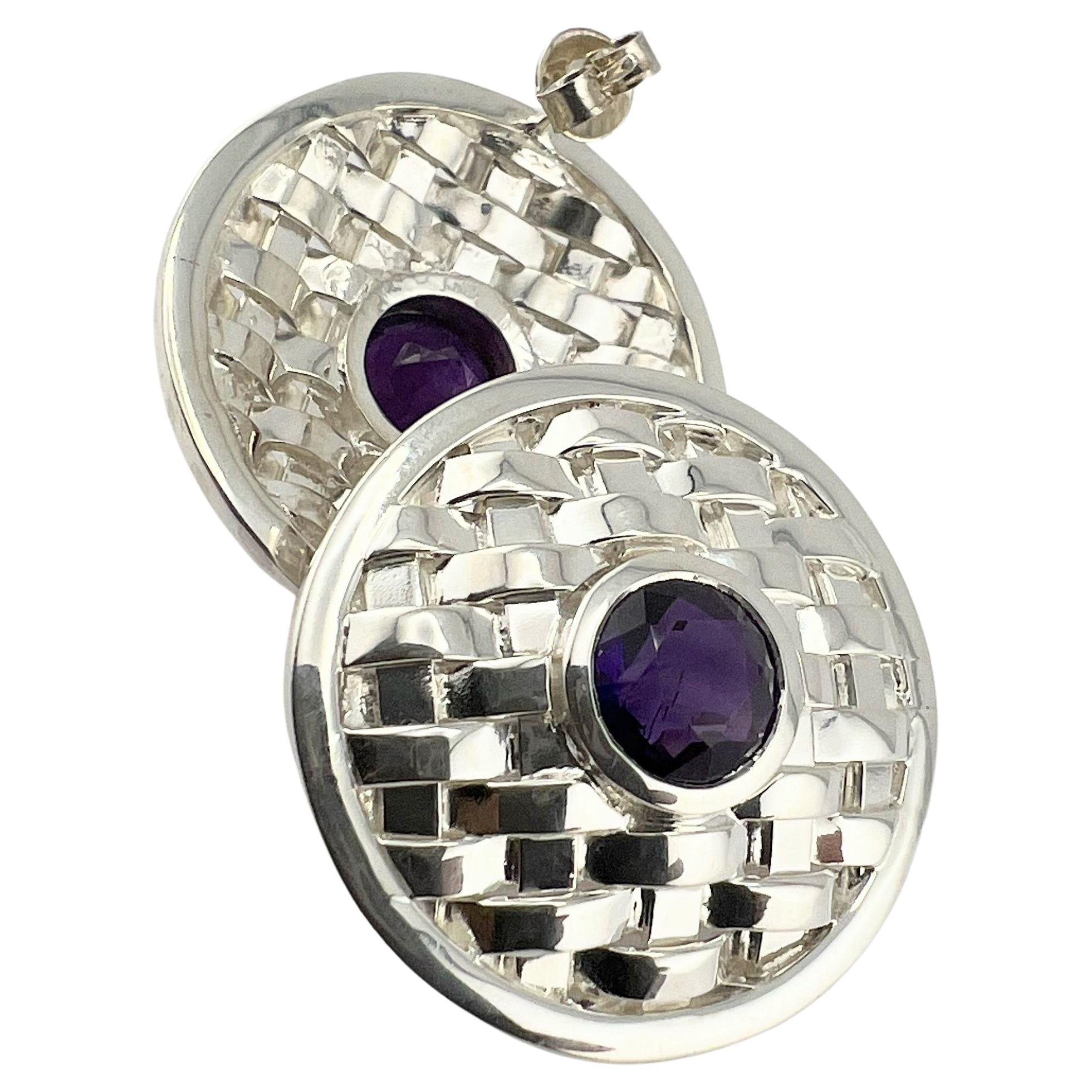 Handmade Basket Rhodium Sterling Silver Stud Earrings - Traditional Basotho Art For Sale 1