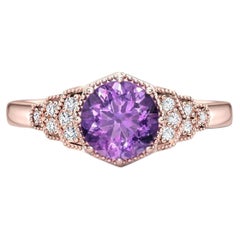 Round amethyst & colorless topazes engagement ring