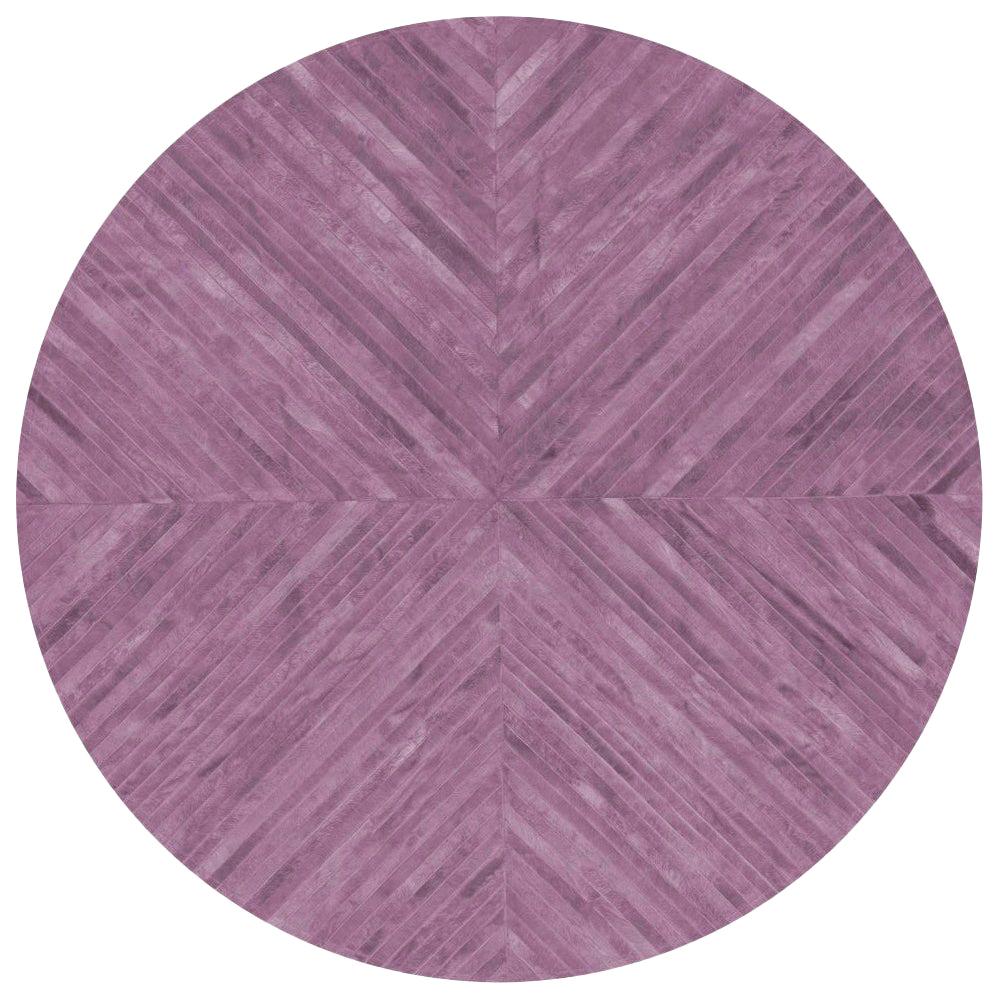 Round Amethyst Customizable La Quinta Cowhide Area Floor Rug X-Large  For Sale