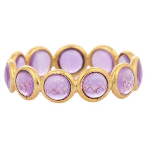 Runder Amethyst Full Eternity-Ring aus 18 Karat massivem Gelbgold