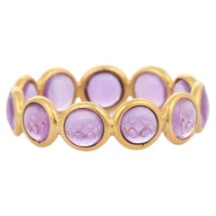 Bague d'éternité complète en or jaune massif 18 carats avec améthyste ronde