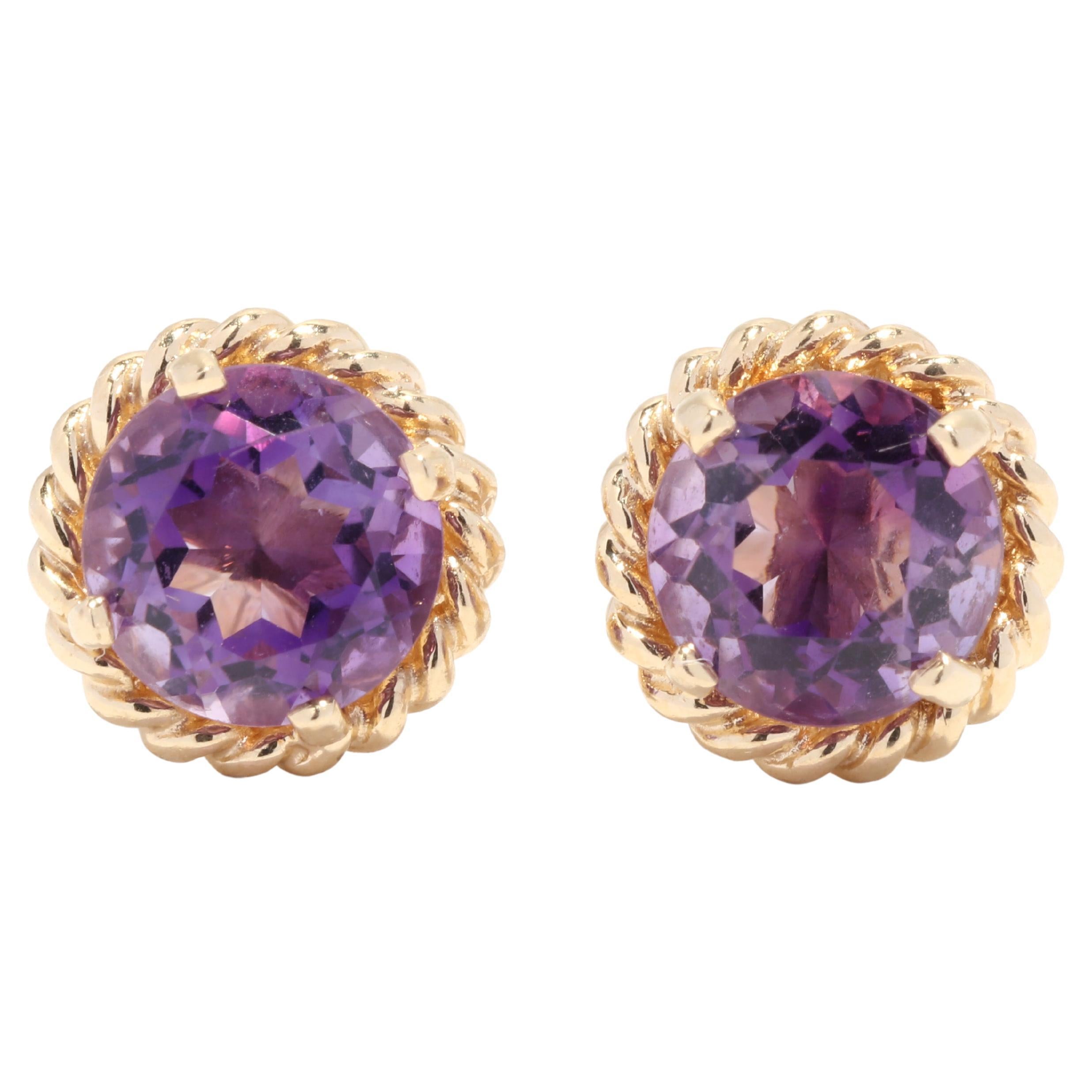 •COMET• amethyst + gold stud earrings