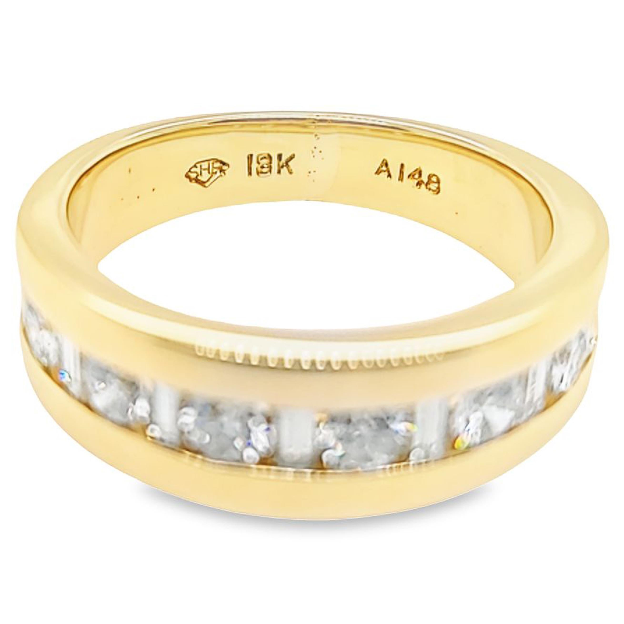 Round and Baguette Cut Diamond Channel Band For Sale 2