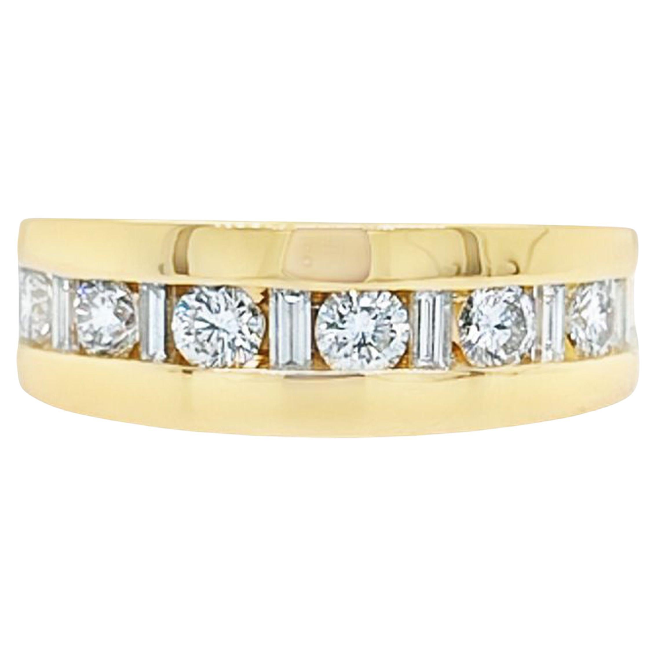 Round and Baguette Cut Diamond Channel Band