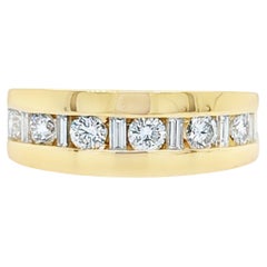 Round and Baguette Cut Diamond Channel Band