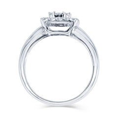 Round and Baguette Cut Diamond Engagement Ring