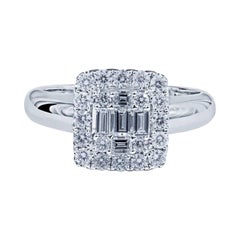 Round and Baguette Cut Diamond Engagement Ring