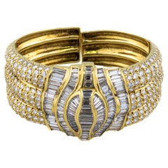 Vintage Round and Baguette Diamond Bangle