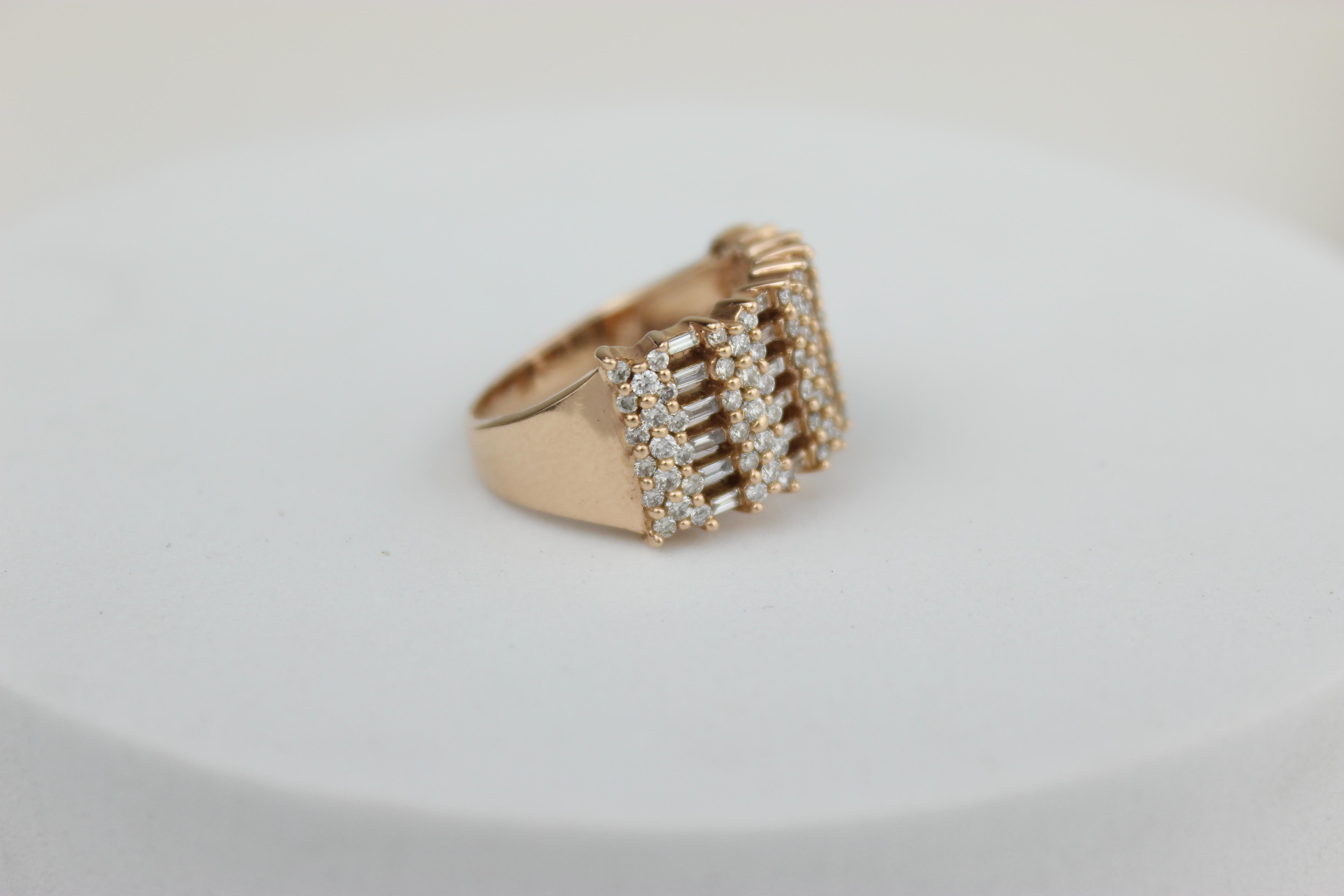 For Sale:  Round and Baguette Diamond Half Eternity Ring Set In 18K Solid Gold 3