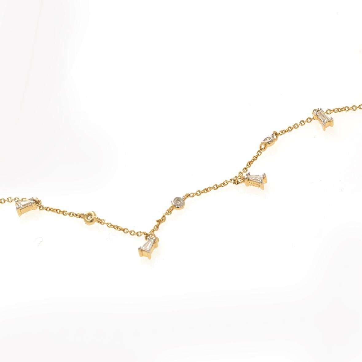 Round and Baguette Diamond Tassels Necklace im Zustand „Neu“ in Houston, TX