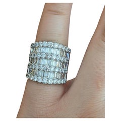 Round and Baguette Diamond Wide Band Ring 5.00 cttw in Platinum