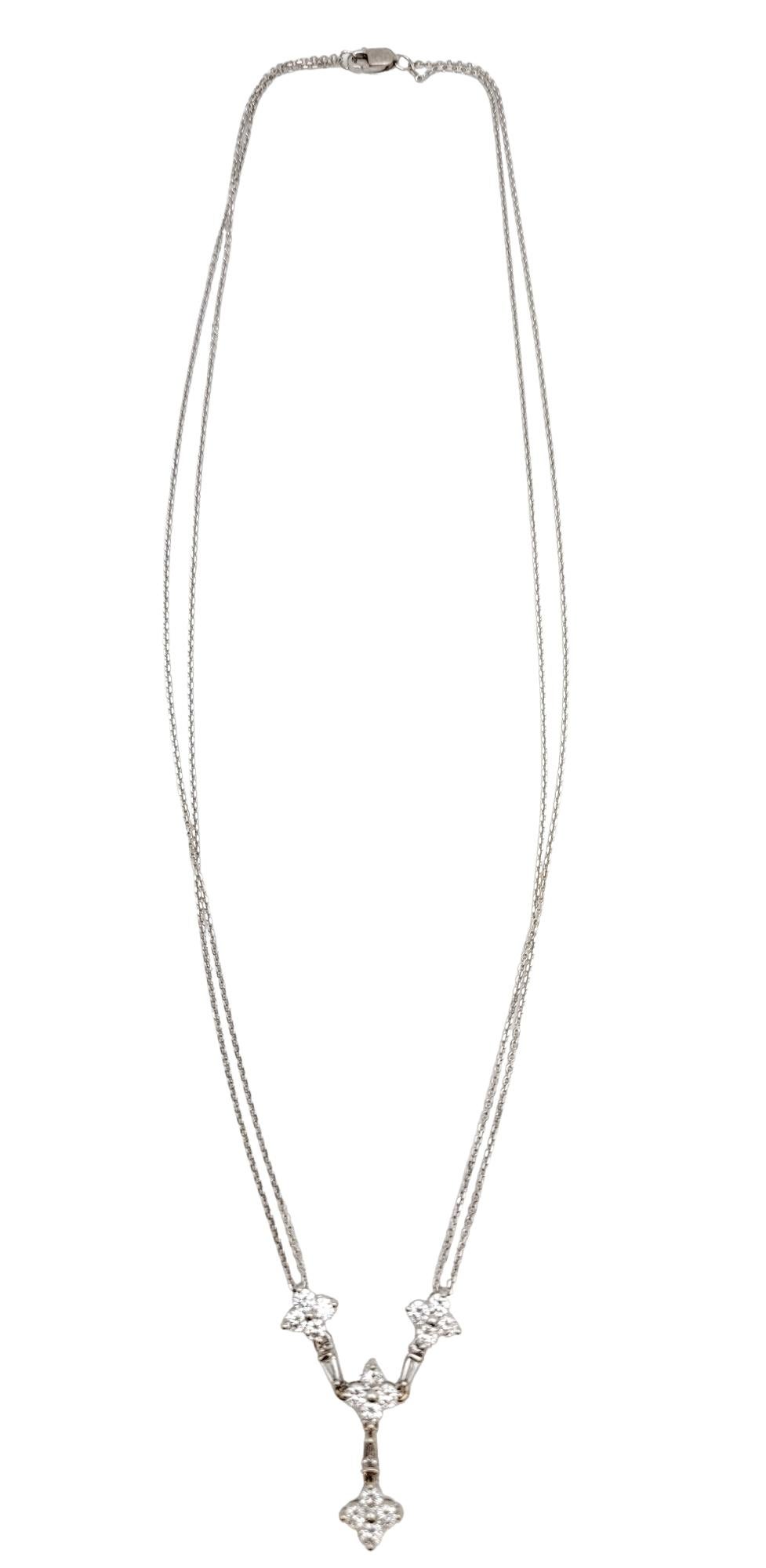 Collana a doppia catena con diamanti rotondi e baguette a forma di 