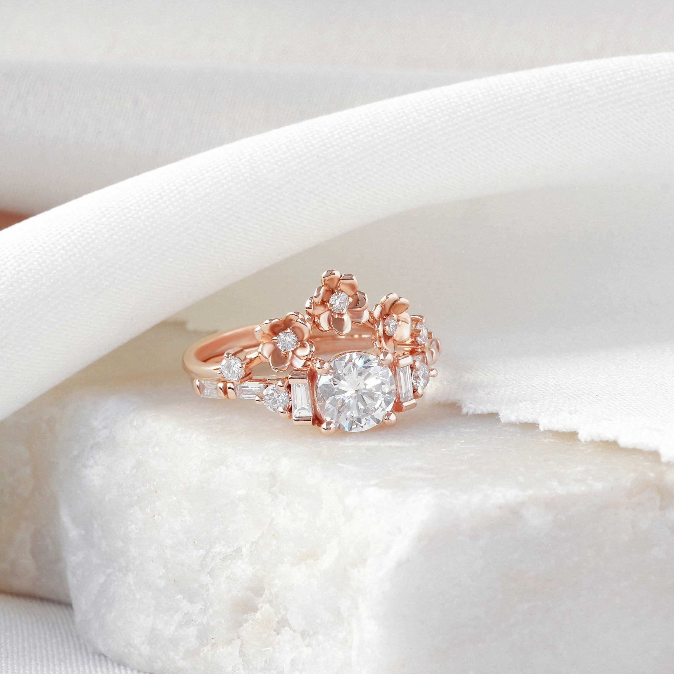 Beautiful and unique Engagement Ring with a Round Center stone and Baguette accent diamonds. The band is set with white baguette diamonds.
Handmade with love and care by Silly Shiny Diamonds.
READY TO SHIP!
The list is for the engagement ring