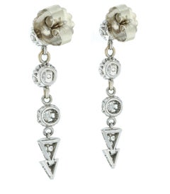 Round and Bullet Shaped Diamond Drop Earrings
