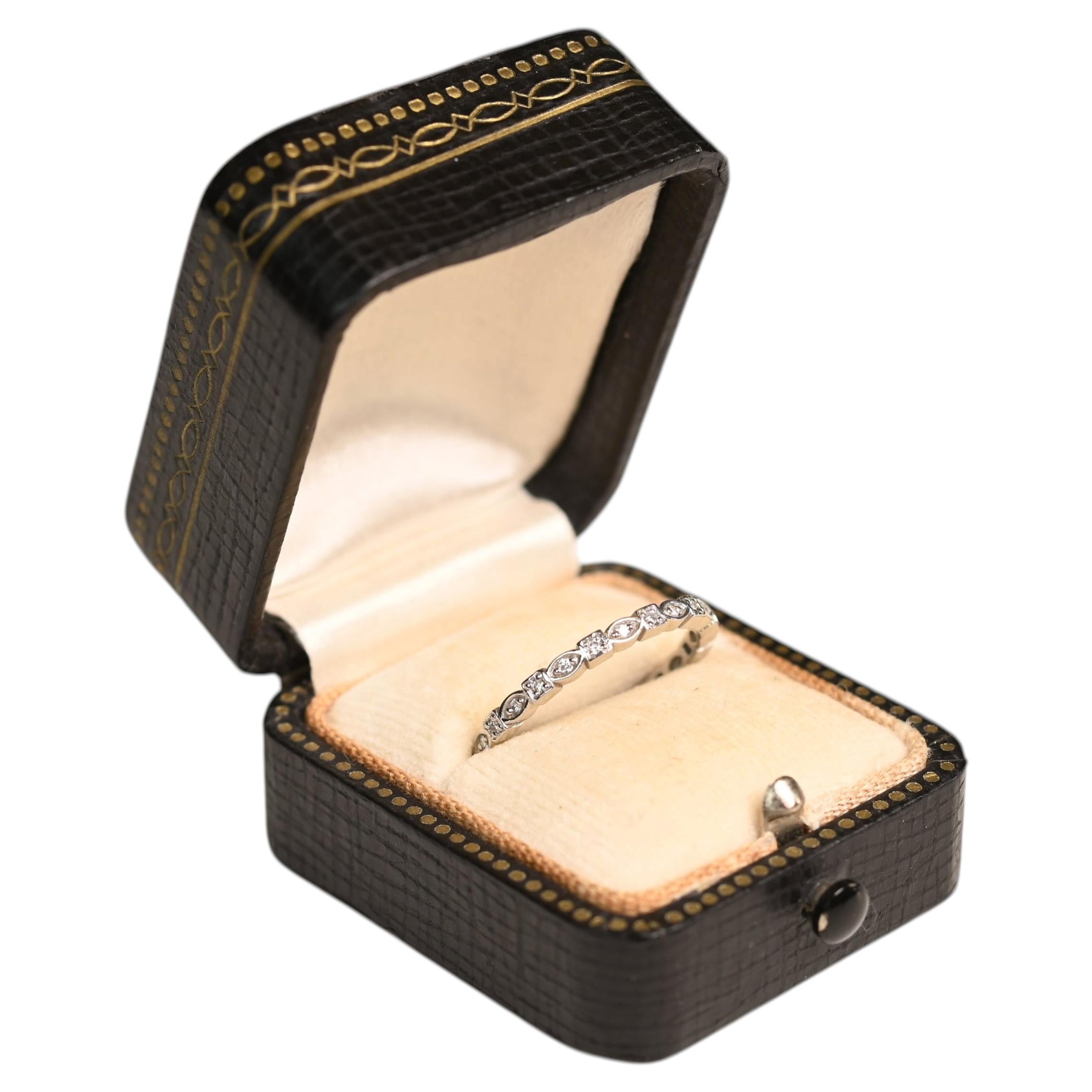 Platinum Diamond Wedding Ring. Round and Marquise Cut Diamond Full Eternity Band For Sale