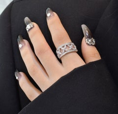 Bague en moissanite à pierres rondes et taille marquise, monture en argent sterling 925 pour femme.