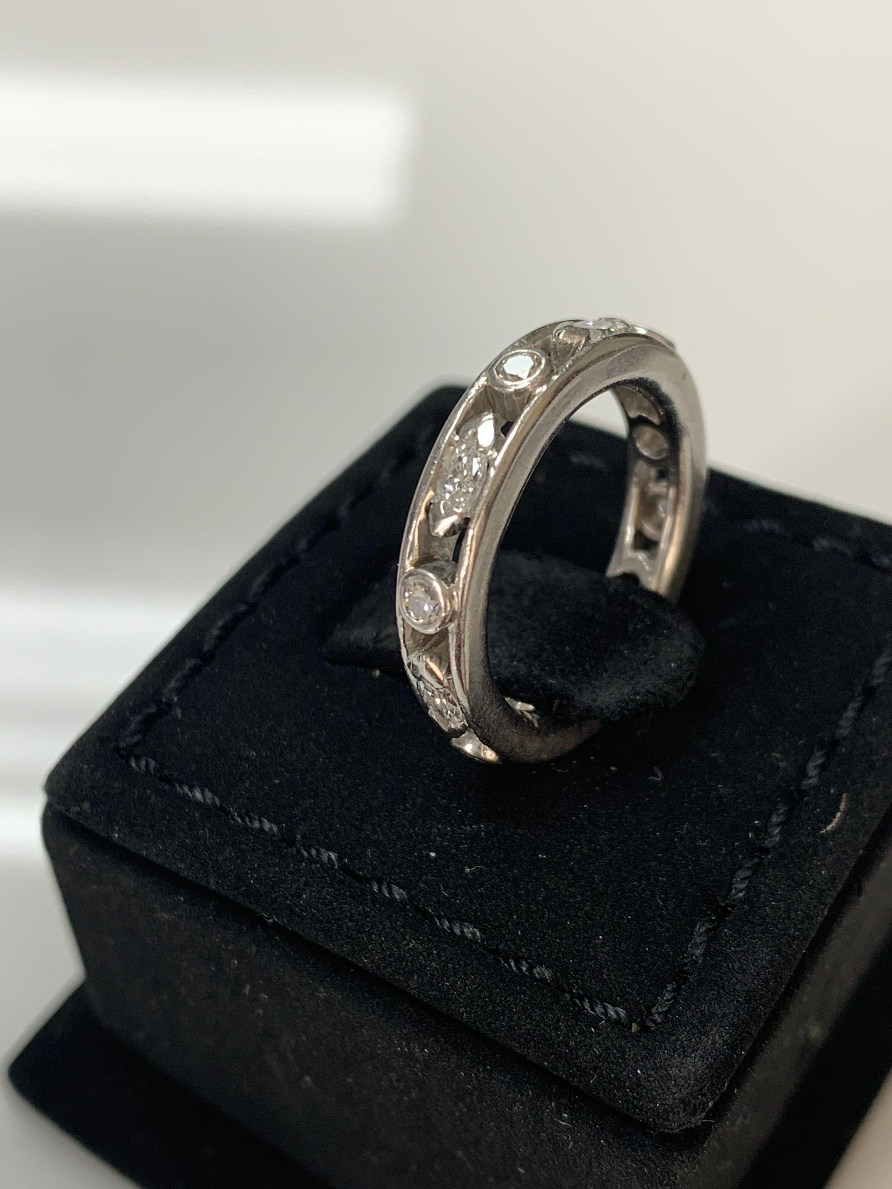 Contemporary Round and Marquise Diamond Eternity Band in Platinum For Sale