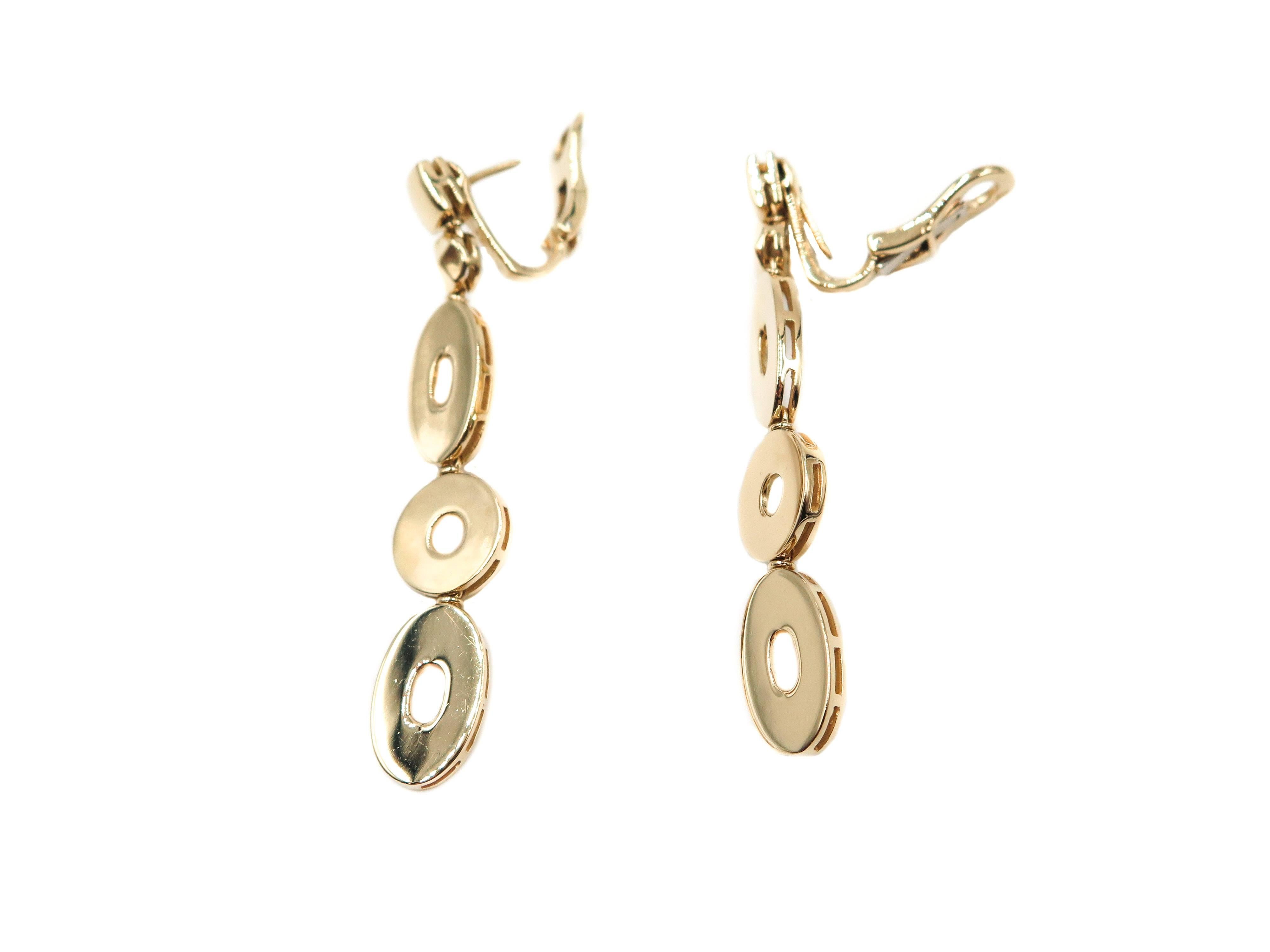 Modern Round and Ovals Yellow Gold Drop Earrings