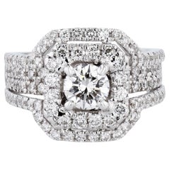 Round and Pave Diamond White Gold Estate Ring