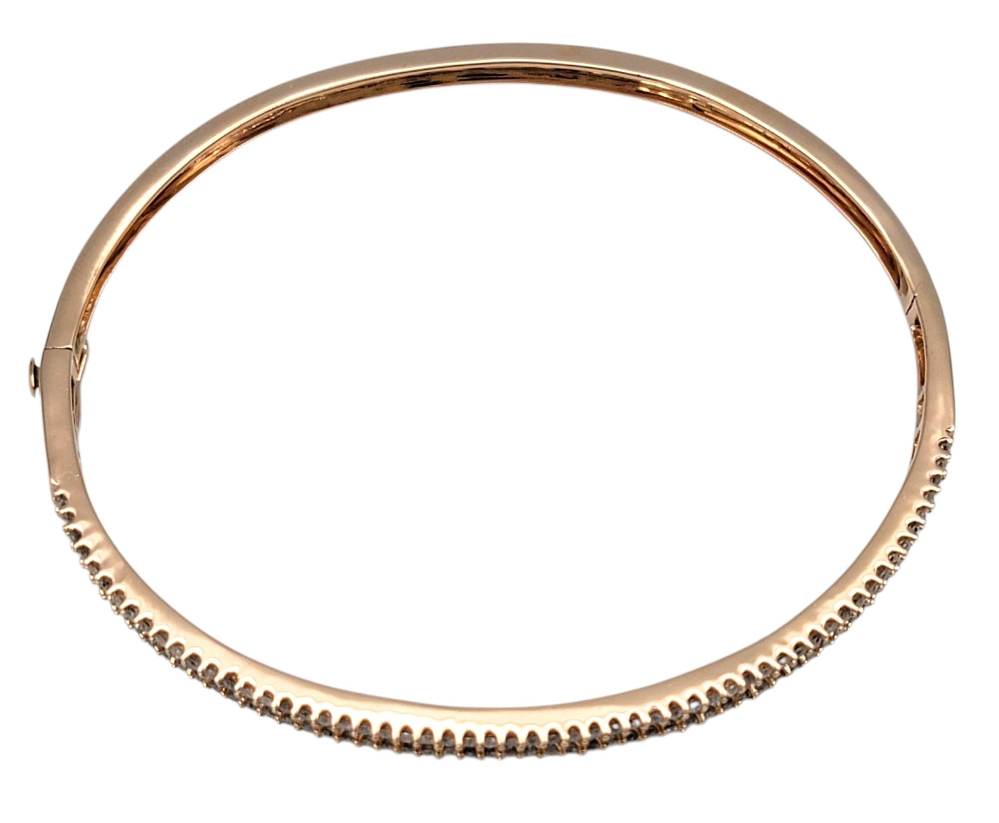 Taglio princess Bracciale a cerniera con diamanti rotondi e taglio Princess in oro rosa 14 carati in vendita