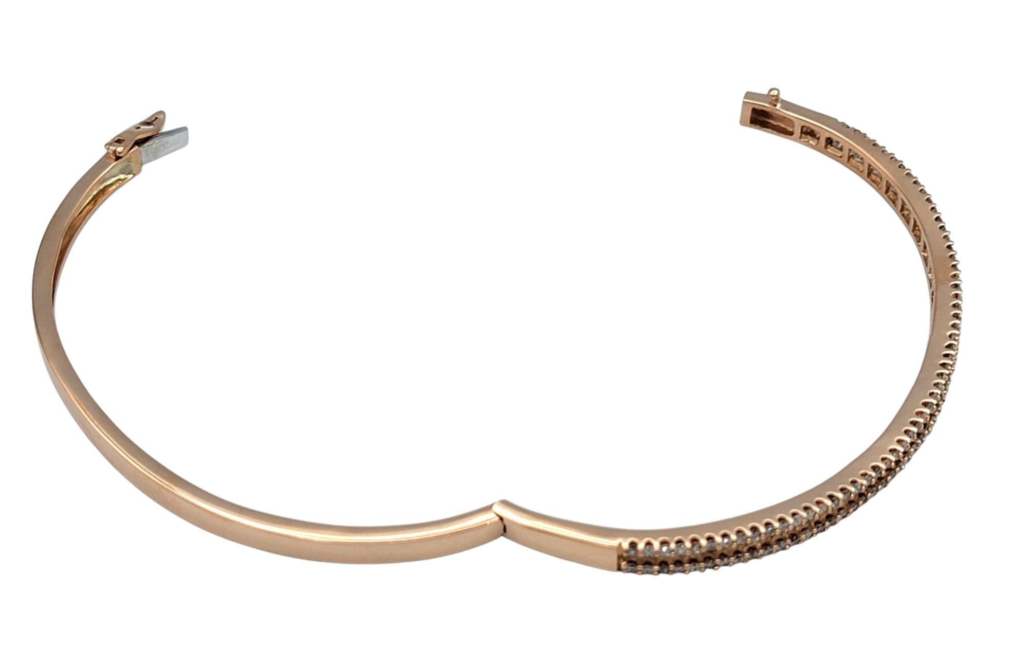 Bracciale a cerniera con diamanti rotondi e taglio Princess in oro rosa 14 carati In condizioni buone in vendita a Scottsdale, AZ