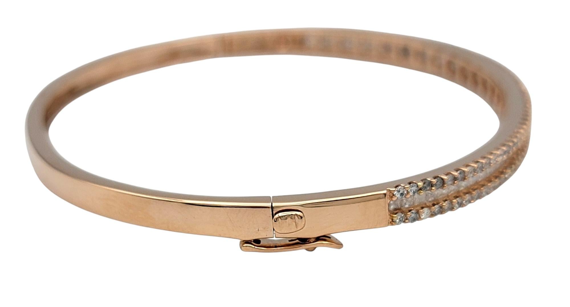 Bracciale a cerniera con diamanti rotondi e taglio Princess in oro rosa 14 carati in vendita 1