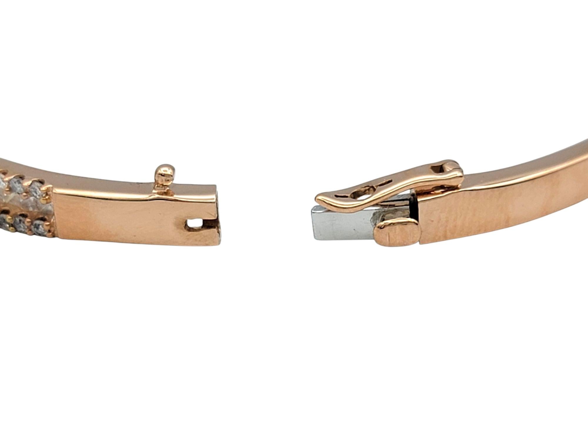 Bracciale a cerniera con diamanti rotondi e taglio Princess in oro rosa 14 carati in vendita 2