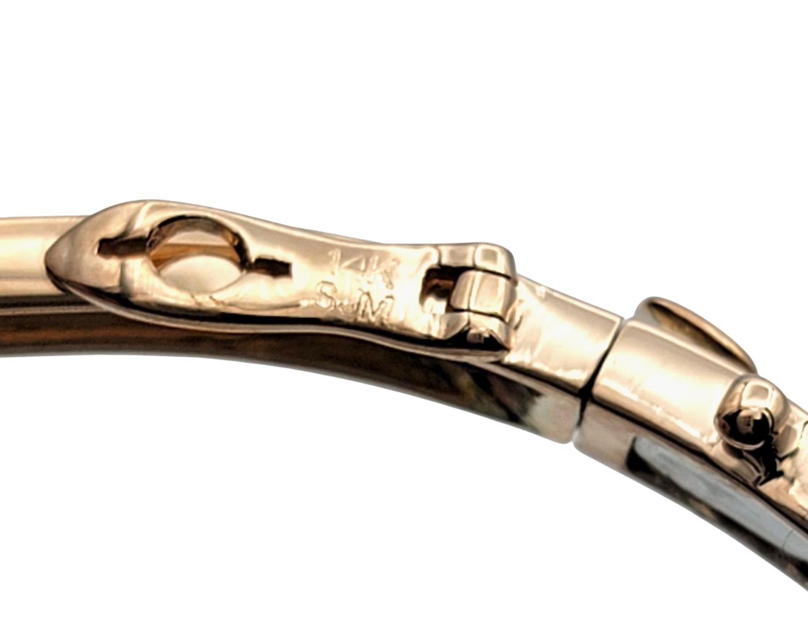 Bracciale a cerniera con diamanti rotondi e taglio Princess in oro rosa 14 carati in vendita 3