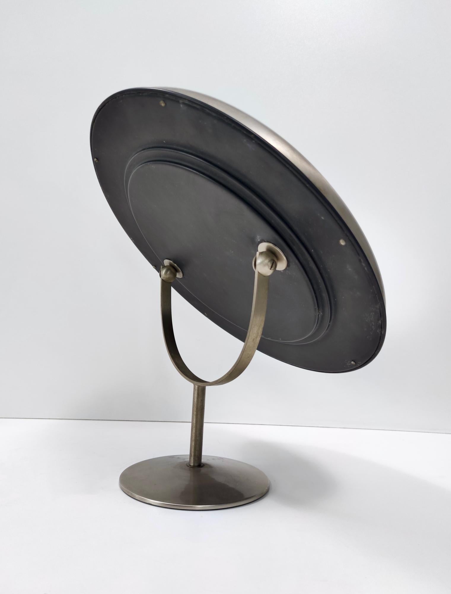 Late 20th Century Postmodern Round Anodized Brass Vanity Mirror Ascribable to Sergio Mazza, Italy For Sale