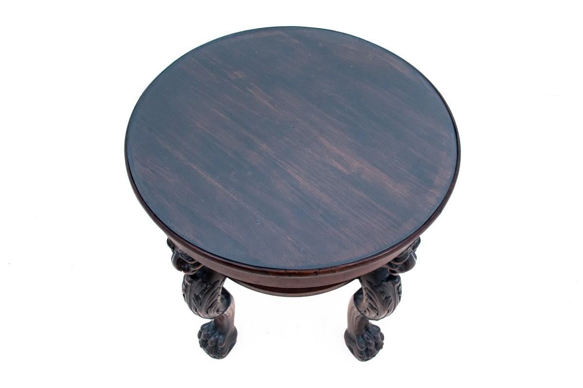 Belgian Round Antique Coffee Table with Lions, Western Europe, circa 1900