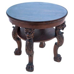 Round Antique Coffee Table with Lions, Western Europe, circa 1900