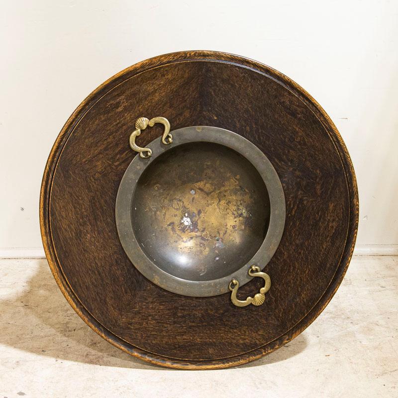 Round Antique Danish Coffee Table with Removable Metal Tray or Large Ash Tray 4